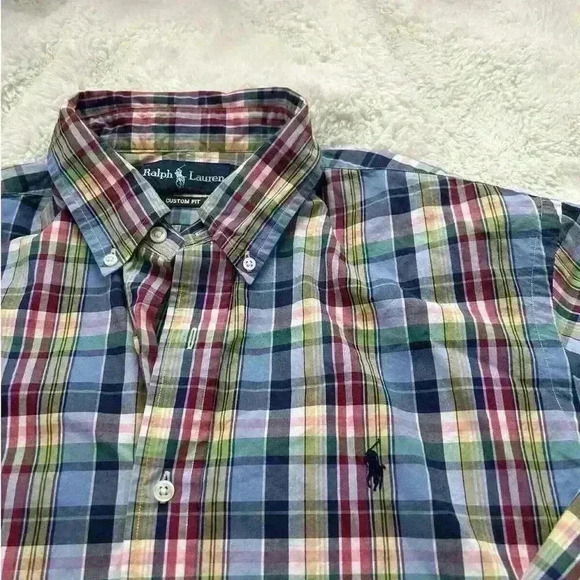 Ralph Lauren XL Multicolor Plaid‎ Button-Up Long Sleeve Men's Shirt 100% Cotton - Picture 3 of 5